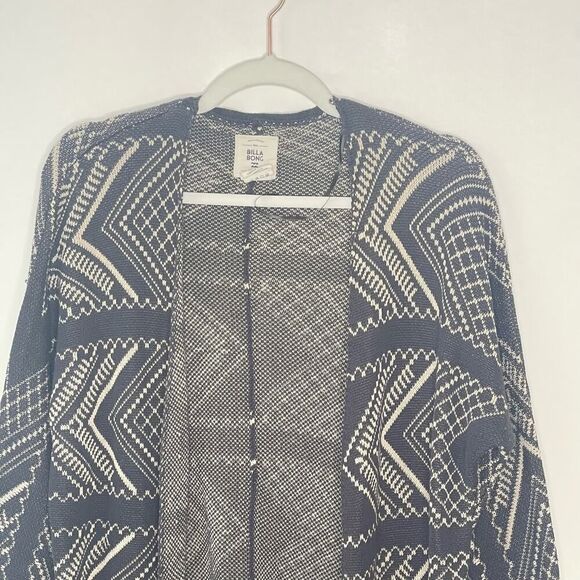 Women's Billabong Southwestern Fringe Boho Cardigan Sweater Gray sz. M #03 - Picture 3 of 9